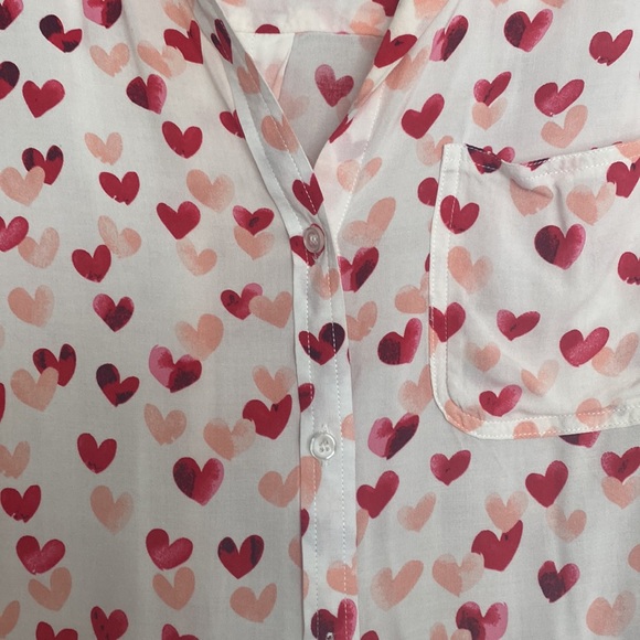Shirt blouse in pink and red heart size 1X - Picture 3 of 5